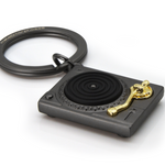 Turntable Keyring | Matt Grey & Gold