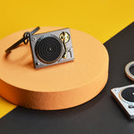 Turntable Keyring | Matt Grey & Gold