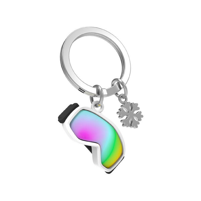 Winter Sports Goggles Keyring | Rainbow Oil Slick