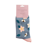 Bamboo Socks | Bees & Flowers | Denim Blue