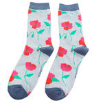 Bamboo Socks | Poppies | Powder Blue