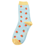 Bamboo Socks | Strawberries | Sky Blue