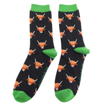 Men's Bamboo Socks | Highland Cows | Black