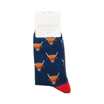 Men's Bamboo Socks | Highland Cows | Navy