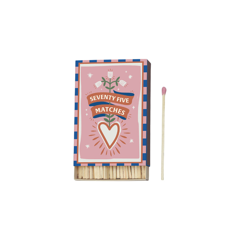 Adopo Hearts Boxed Matches | Pink Tipped | Set of 75