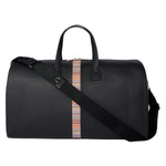 Men's Leather 'Signature Stripe' Holdall Bag | Black