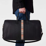 Men's Leather 'Signature Stripe' Holdall Bag | Black