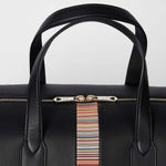 Men's Leather 'Signature Stripe' Holdall Bag | Black