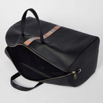 Men's Leather 'Signature Stripe' Holdall Bag | Black