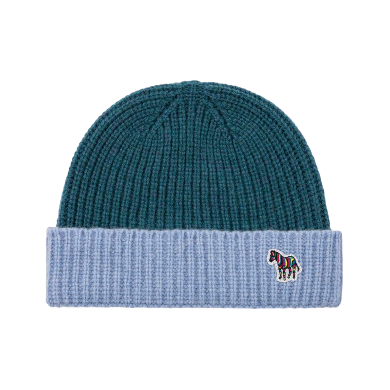 Men's Ribbed Lambswool 'Zebra' Beanie | Green