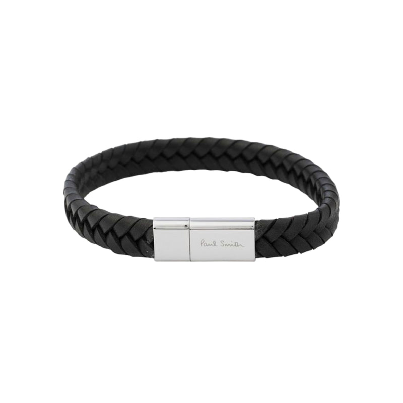 Men's Two Tone Braided Leather Bracelet | Black