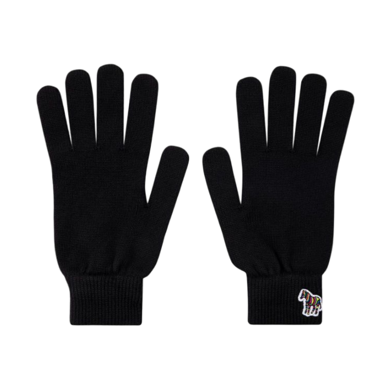 Men's Wool Knit 'Zebra' Gloves | Black