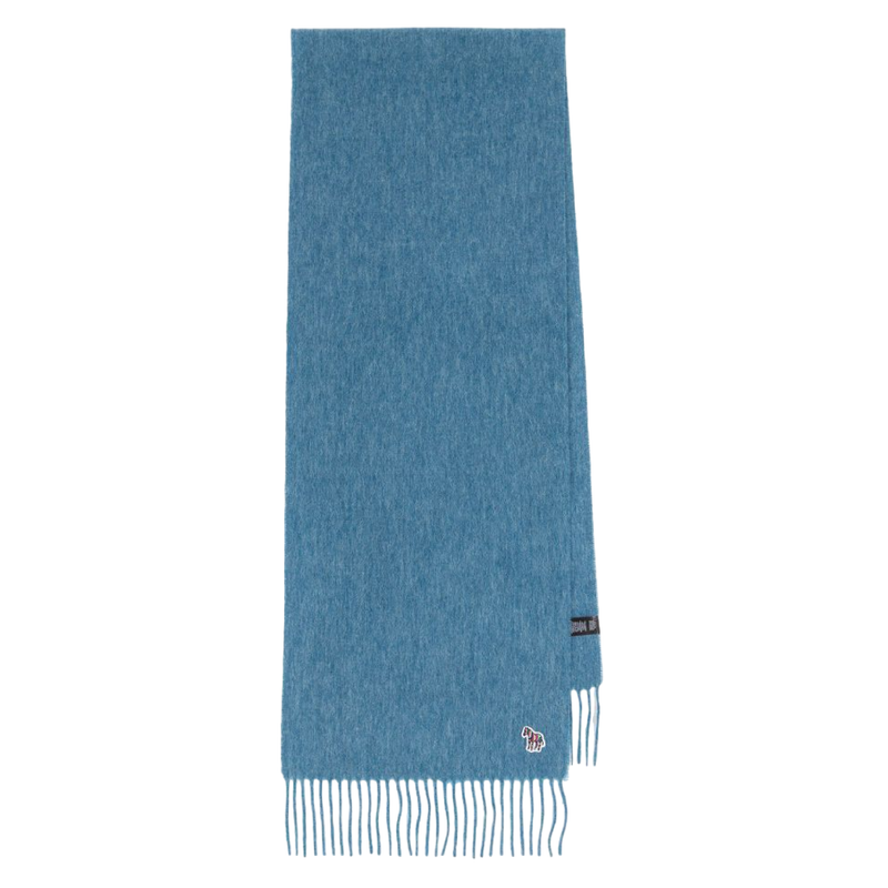 Men's Woven Lambswool 'Zebra' Scarf | Blue Green