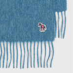 Men's Woven Lambswool 'Zebra' Scarf | Blue Green