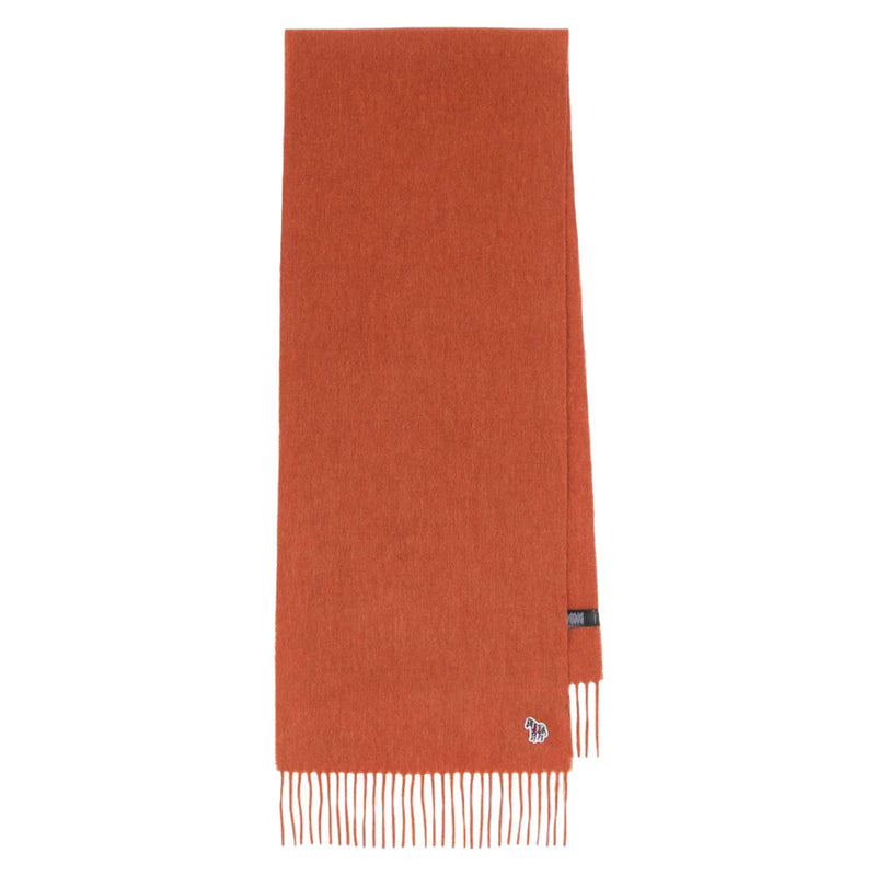 Men's Woven Lambswool 'Zebra' Scarf | Orange