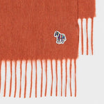 Men's Woven Lambswool 'Zebra' Scarf | Orange