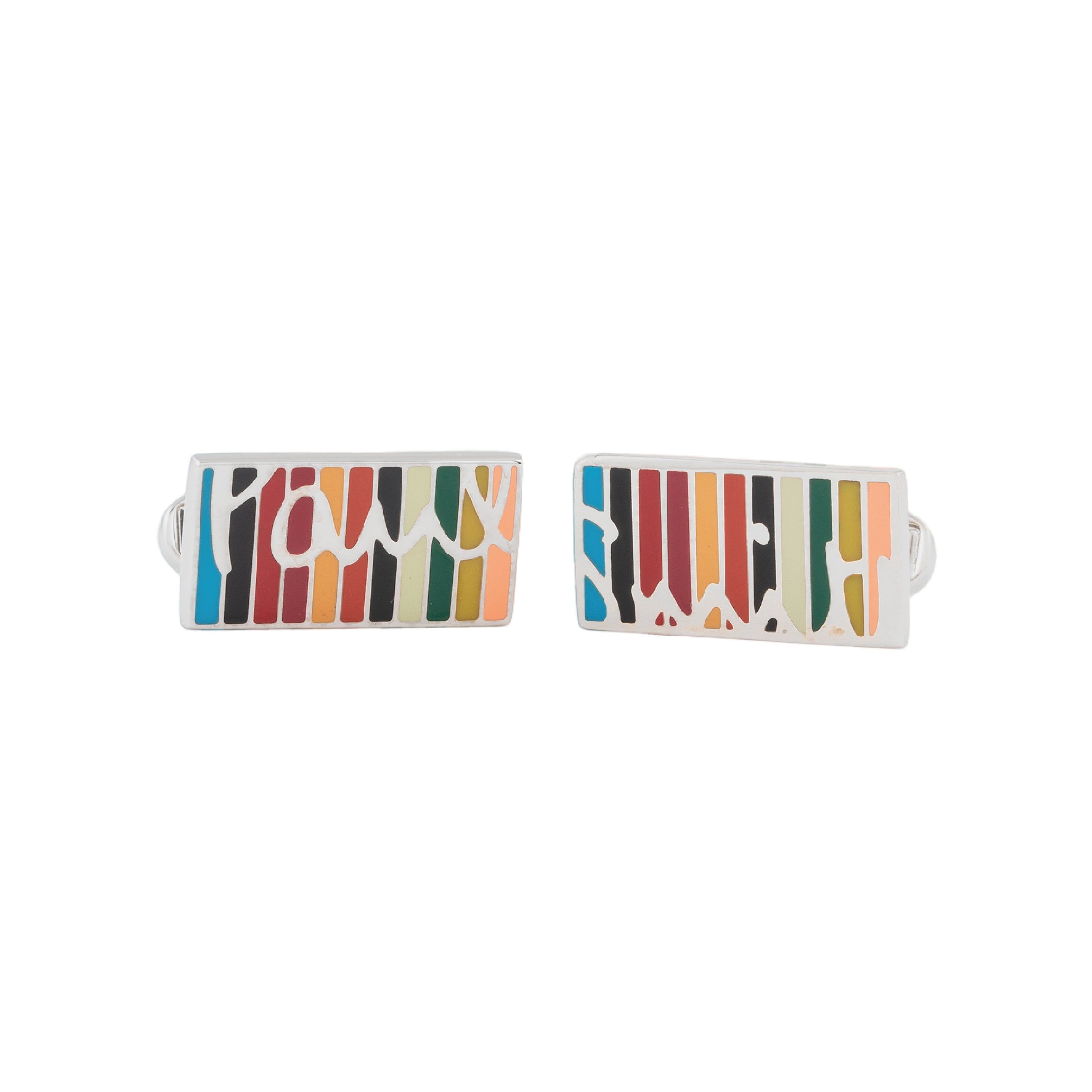 Men's 'Signature Stripe' Logo Cufflinks | Set of 2 | Multicolour