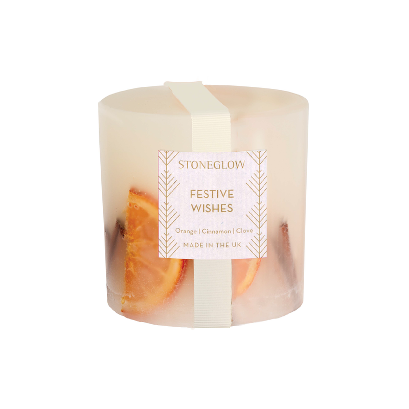 Festive Wishes Pillar Candle | Orange, Cinnamon & Clove