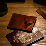 Stag Engraved Leather Card Holder | Brown