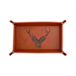 Stag Engraved Leather Trinket Tray | Brown