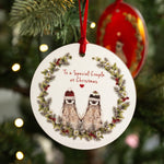 Double Sided 'Special Couple' Penguin Christmas Tree Decoration | Wood