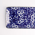 Dami Sakura Floral Sushi Plate | Blue & White | 20cm