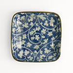 Karakusa Floral Square Soy Sauce Dish | Blue & White | 9cm