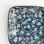 Karakusa Floral Square Soy Sauce Dish | Blue & White | 9cm