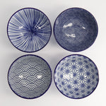 Nippon Mixed Rice Bowl Set | Blue & White | Set of 4