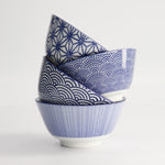 Nippon Mixed Rice Bowl Set | Blue & White | Set of 4