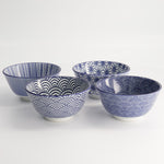 Nippon Mixed Rice Bowl Set | Blue & White | Set of 4