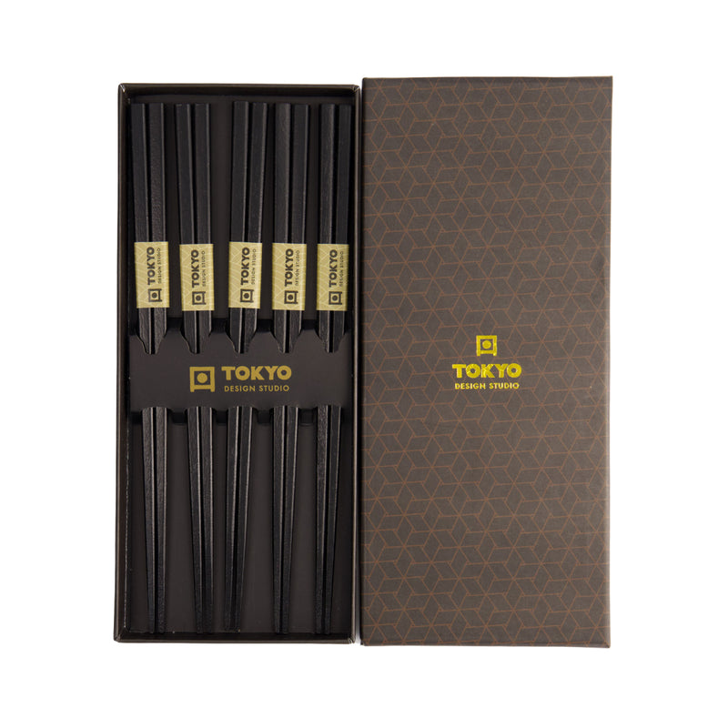 Square Chopstick Set | Black | 5 Piece