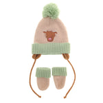 Baby's Highland Cow Wool Hat & Mittens Set | 0-12 Months