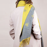 Reversible Jacquard Bee Scarf | Mustard & Grey