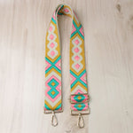 Woven Aztec Diamond Bag Strap | Mustard Pink Mix