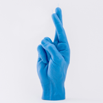 Crossed Fingers Hand Gesture Candle | Blue