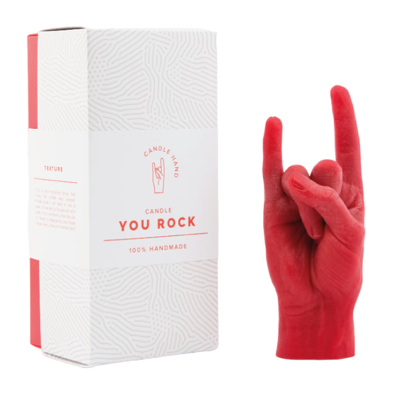 You Rock Hand Gesture Candle | Red