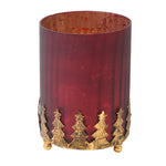 Christmas Tree Hurricane Candle Holder | Red Gold Mix