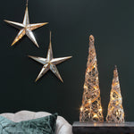 Rattan Cone Christmas Tree with Lights | Medium