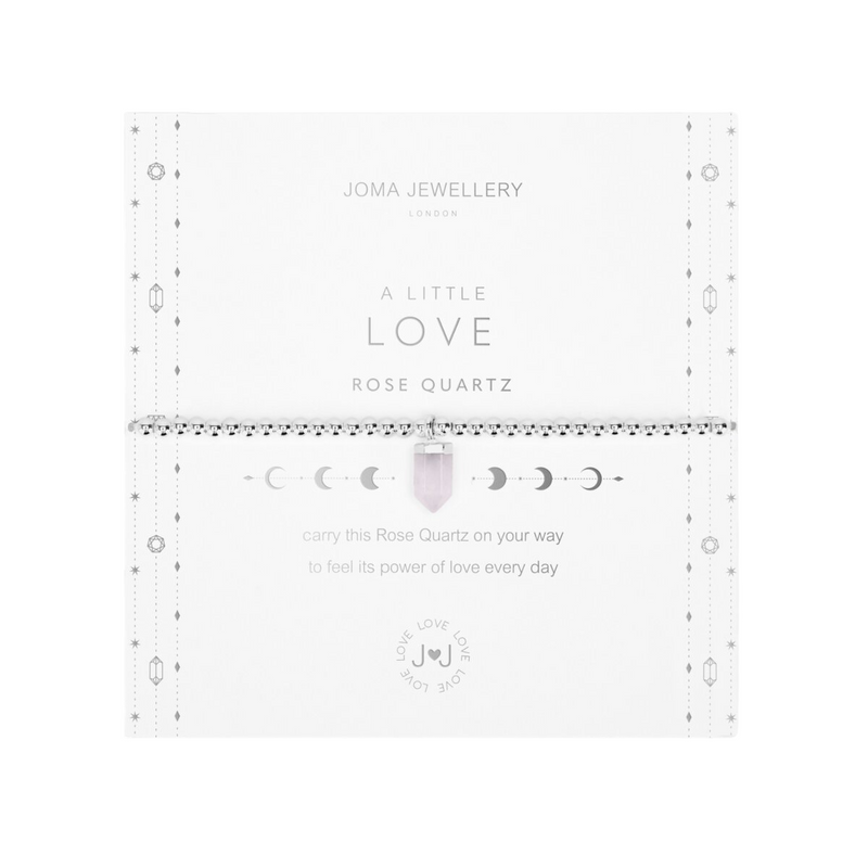 Affirmation Crystal 'Love' Bracelet | Silver Plated with Rose Quartz