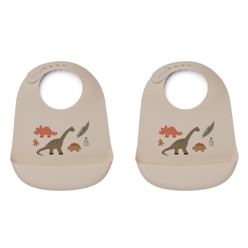 Tilda Dino Silicone Bib Set | Sandy | 2 Pack