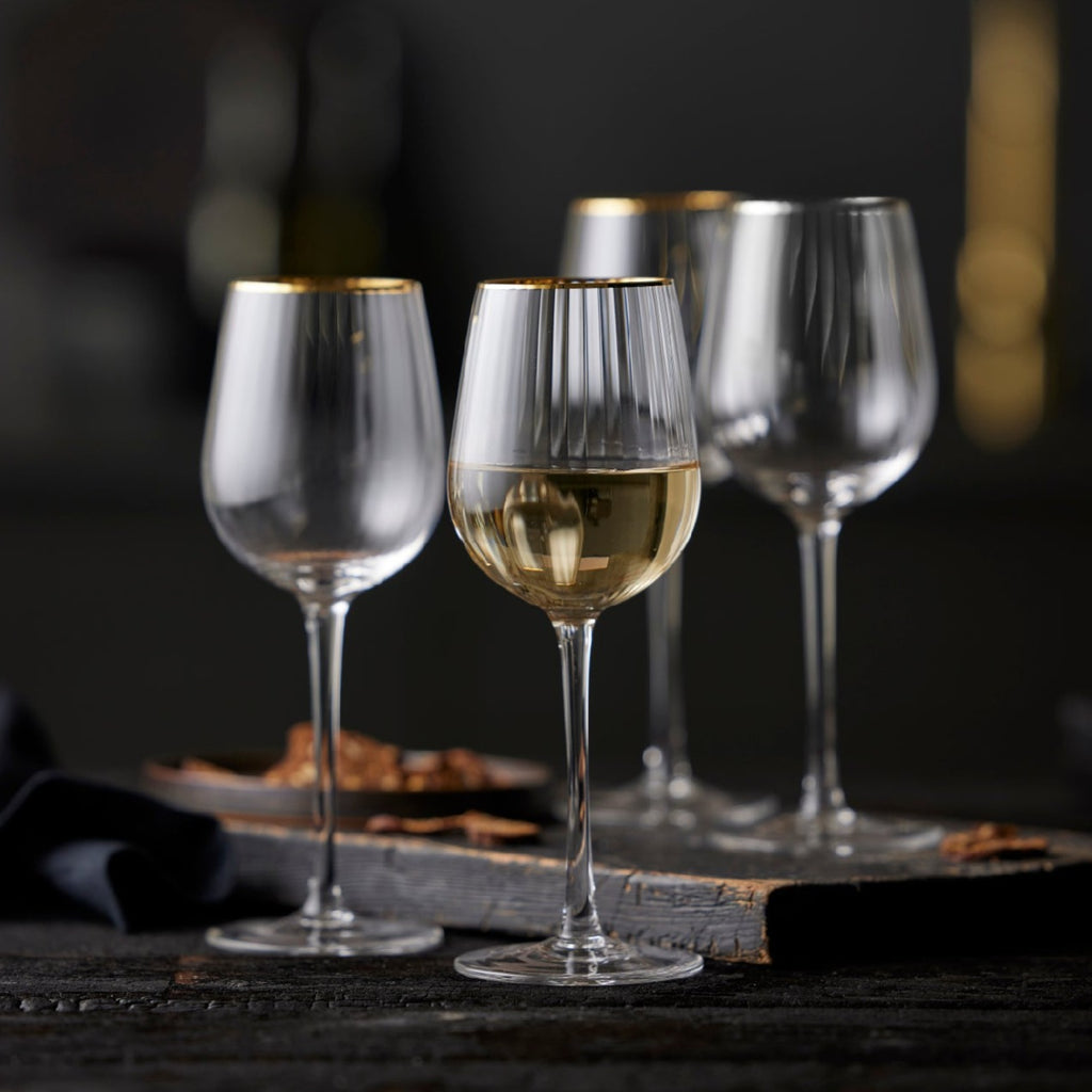 Buy Lyngby Glass Set of 4 Palermo Gold White Wine Glasses | About Living