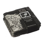 Square Coasters | Etched Highland Cow | Set of 4